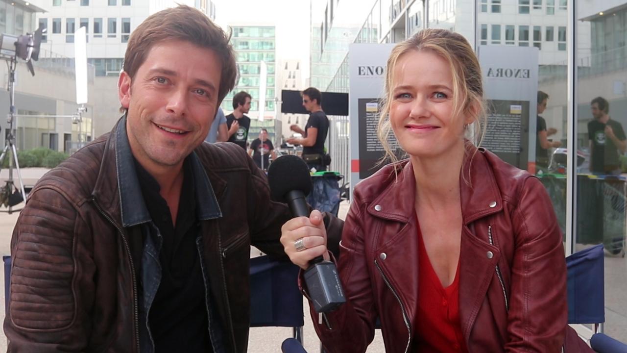 Julien Baumgartner et Julie Delarme sur le tournage de la saison 7 de la série Caïn