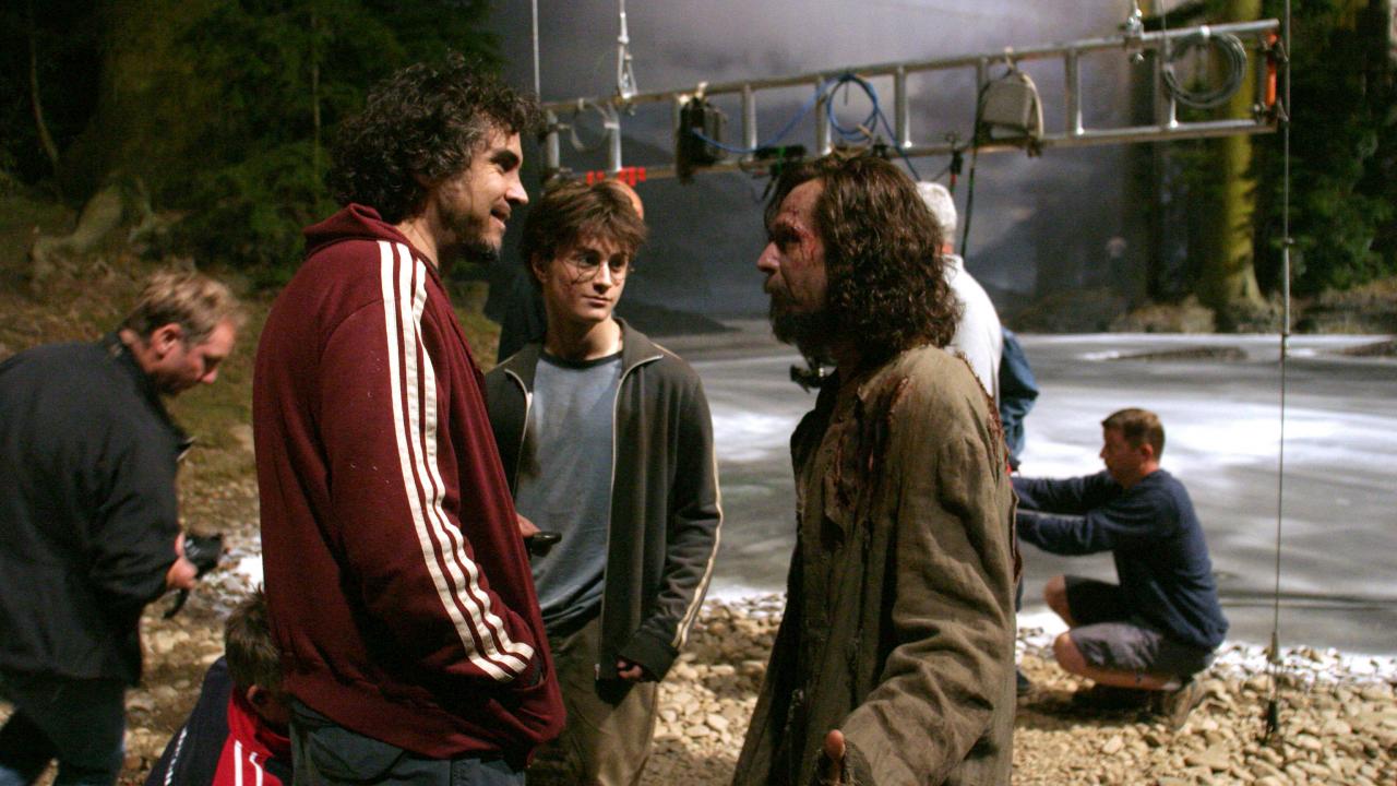 Daniel Radcliffe, Gary Oldman et Alfonso Cuaron sur le tournage de 