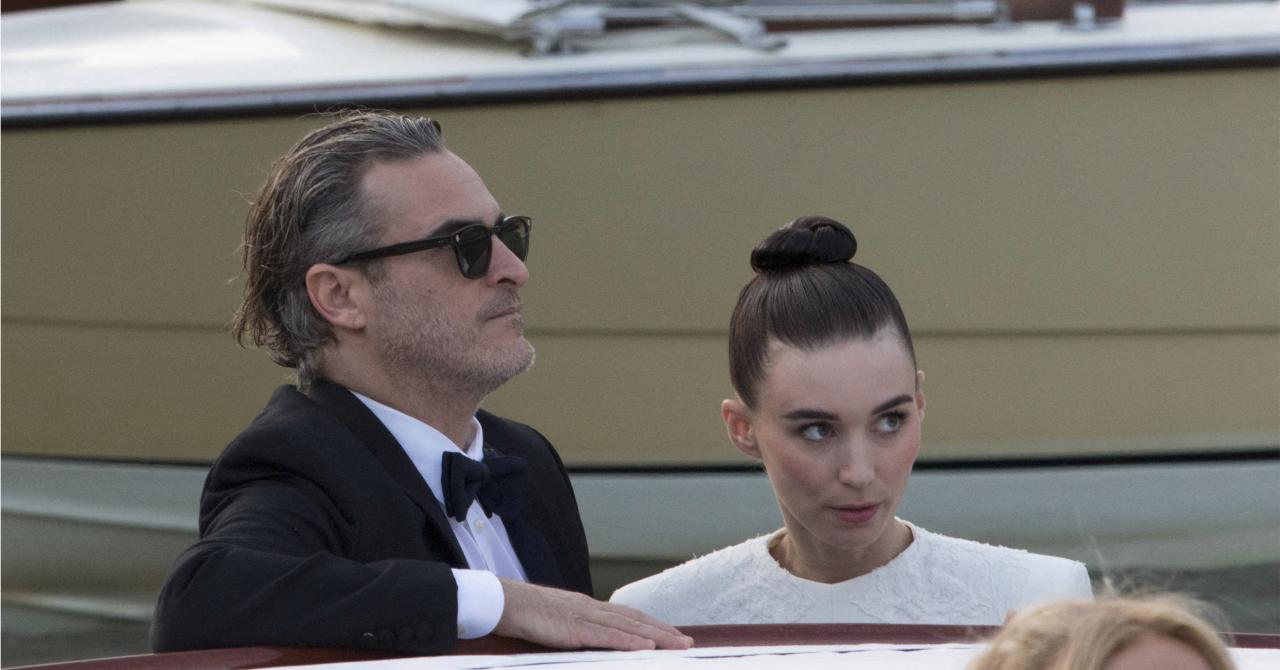Rooney Mara et Joaquin Phoenix arrivant à la projection de Joker, à la Mostra de Venise 2019