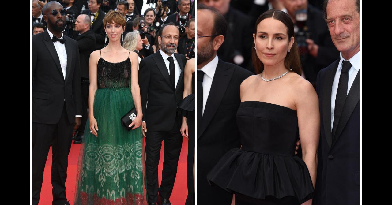 Ladj Ly, Rebecca Hall, Asghar Farhadi, Noomi Rapace et Vincent Lindon à la montée des marches du 75e anniversaire du Festival de Cannes