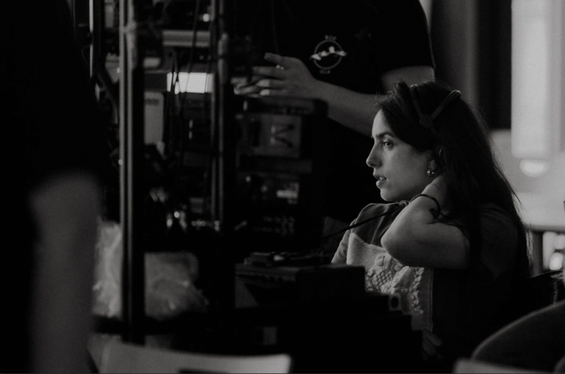 Hafsia Herzi sur le tournage de La petite dernière